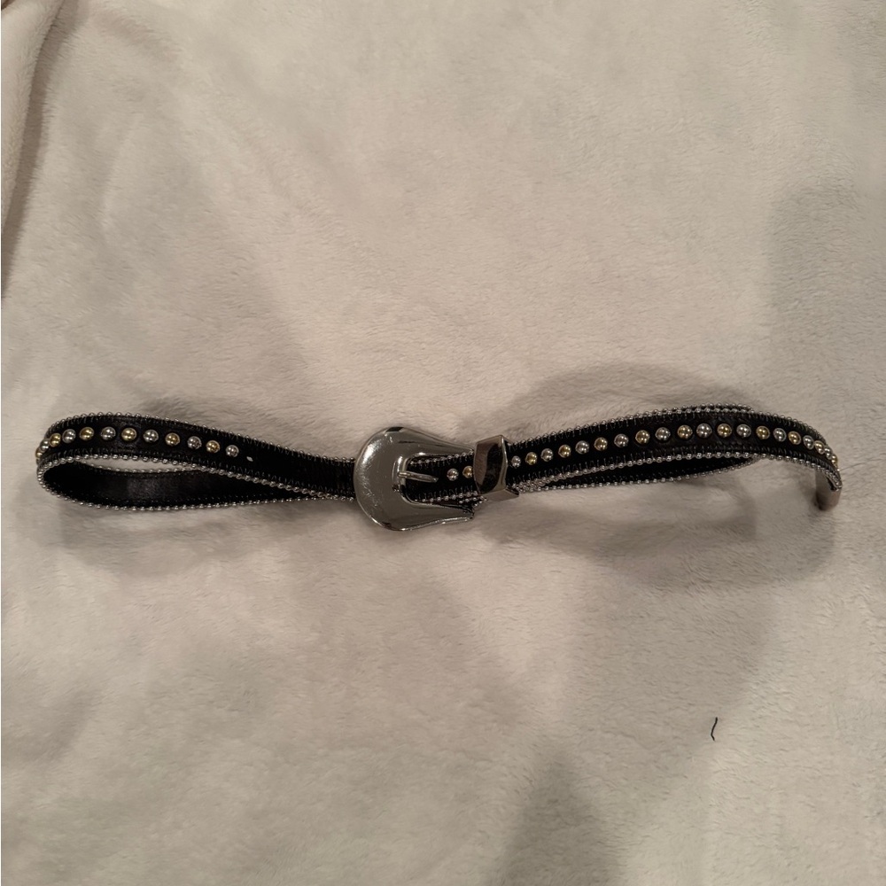 Black Studded Belt with Silver Buckle